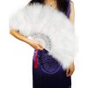 Handheld Marabou Feather Fan 1920s Vintage Style Flapper Hand Fan for Costume Party and Dancing-White
