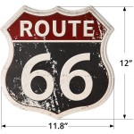 HANTAJANSS Route 66 Signs Vintage Metal Shop Sign U.S. 66 High Way Road Tin Sign for Home & Garage Wall Decoration 12× 12 Inches