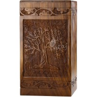 INTAJ Handmade Rosewood Urn for Human Ashes Tree of Life Wooden Urns Hand-Crafted Funeral Cremation Urn for Ashes Adult 250 Cu In Rosewood Tree