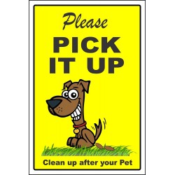 Pick It Up Clean up after your dog sign Personalize Name Free