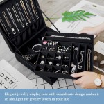 ProCase Jewelry Box Organizer for Women Girls Two Layer Jewelry Display Storage Holder Case for Necklace Earrings Bracelets Rings Watches -Black