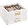 SONGMICS Jewelry Box with Glass Lid 3-Layer Jewelry Organizer with 2 Drawers for Loved Ones White UJBC239WT