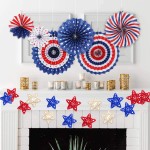 STMK 15 Pcs 4th of July Star Shaped Rattan Balls Decoration 2.36 Inch Red White and Blue Star Shaped Wicker Balls for 4th of July Home Decor DIY Vase Bowl Filler Ornament Wedding Table Decoration