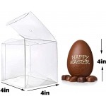 XP-ART 30 Pcs Candy Apple Box with Hole Top PET Clear Box,Transparent Boxes Plastic Gift Boxes for Caramel Apples Ornaments Treats Party Favors,Easter 4" L x 4" W x 4" H