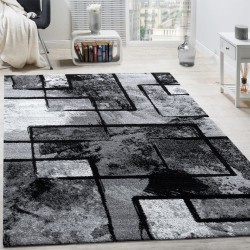 Area Rug Modern Abstract Paint Effect in Black Grey for Living-Room Size: 5'3" x 7'7"