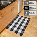Buffalo Plaid Outdoor Rug 27.5 x 43 Inch Heavy Duty Farmhouse Black & White Checkered Rug Blends with Any Decor Thick Indoor Outdoor Carpets Include A Non Slip Mat to Keep Them Firmly in Place