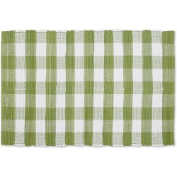 DII Buffalo Check Rug Collection Hand Dyed Reversible Chindi Rug 26x40 Antique Green