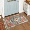 Lahome Boho Tribal Area Rug 2x3 Persian Distressed Small Entryway Rug Doormat Bohemian Faux Wool Non-Slip Washable Low-Pile Floor Carpet for Indoor Front Entrance Kitchen Bathroom