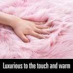 LOCHAS Ultra Soft Fluffy Rugs Faux Fur Sheepskin Area Rug for Bedroom Bedside Living Room Carpet Nursery Washable Floor Mat 2x3 Feet Pink
