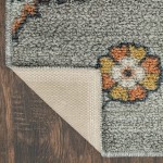 Maples Rugs Fleur Contemporary Motif Kitchen Rugs Non Skid Accent Area Carpet [Made in USA] Radiant Grey 2'6 x 3'10