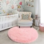 Pink Round Rug for Girls Bedroom,Fluffy Circle Rug 4'X4' for Kids Room,Furry Carpet for Teen Girls Room,Shaggy Circular Rug for Nursery Room,Fuzzy Plush Rug for Dorm,Cute Room Decor for Baby