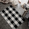SEEKSEE 100% Cotton Buffalo Plaid Rug 24 x 36 Inches Black and White Rug Buffalo Plaid Doormat Washable Hand-Woven Indoor or Outdoor Rugs for Layered Front Door Mats Porch Farmhouse Entryway