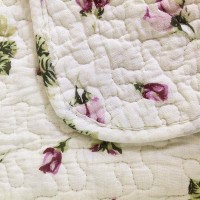Ustide Rustic Rose Flowers Area Carpet,Home Decor Cotton Pink Roses Pattern Bedroom Floor Rugs,Unique Quilted Washable Bathroom Rug 2x4 Pink