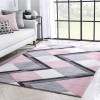 Well Woven Good Vibes Nora Blush Pink Modern Geometric Stripes and Boxes 5'3" x 7'3" 3D Texture Area Rug 5 ft 3 in x 7 ft 3