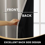 100% Blackout Curtains for Bedroom 84 Length Thermal Insulated Full Light Blocking Curtain Drapes with Black Liner Noise Reducing Draping Durable Grommet Curtains 2 Panels 52x84 inch Stone