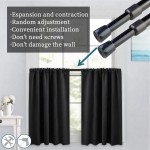 2pcs Spring Tension Curtain Rod，28-43 Inches Adjustable Expandable Pressure Black Curtain Tension Rods For Kitchen Bathroom Window,Home