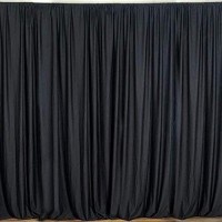 AK TRADING CO. 10 feet Wide x 12 feet Long Polyester Backdrop Drapes Curtains Panels with Rod Pockets Wedding Ceremony Party Home Window Decorations Black