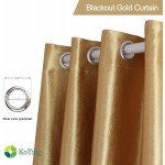 Blackout Golden Curtain Drape for Bedroom KoTing 1 Panel Gorgeous Solid Gold Curtain Grommet Top Drapes 96 inch Long 42 96