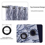 BONZER Mix and Match Curtains 2 Pieces Branch Print Sheer Curtains and 2 Pieces Blackout Curtains for Bedroom Living Room Grommet Window Drapes 54x120 Inch Panel Indigo Set of 4 Panels