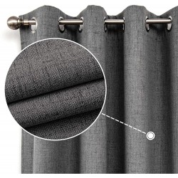CUCRAF 100% Total Blackout Curtains 63 Length for Window Treatment,Faux Linen Thermal Insulated Grommet Drapes for Bedroom Living Room,Set of 2 Curtain Panels52 x 63 inches Grey