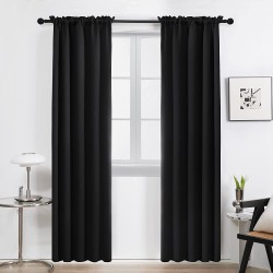 Deconovo Black Living Room Blackout Curtains Thermal Insulated Room Darkening Drapes Draperies for Bedroom Patio Sliding Glass Door 2 Panels 52 inches Wide by 108 inches Long