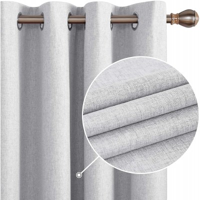 Deconovo Grey Curtains 100% Total Blackout Curtain 54 Inches Long Curtain Drapes Linen Textured Thermal Insulated Soundproof Curtains for NurseryLight Grey 52W x 54L Inch 2 Panels