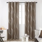 Deconovo Khaki Blackout Curtains Room Darkening Foil Print Wave Stripe Thermal Insulated Grommet Window Curtains for Living Room 2 Panels 52x84 Inch