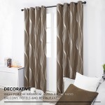 Deconovo Khaki Blackout Curtains Room Darkening Foil Print Wave Stripe Thermal Insulated Grommet Window Curtains for Living Room 2 Panels 52x84 Inch