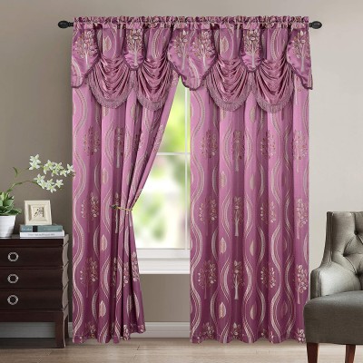 Elegant Comfort Aurora Jacquard Look Curtain Panel Set with Attached Valance 54" X 84 inch Set of 2 Lilac