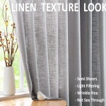 FMFUNCTEX Semi-Sheer Curtains for Living Room Soft Grey 108-inches Extra Long Rich Linen Texture Weave Solid Sheer Drapes for Hotel Bedroom Windows Wrinkle Free 52”w 2 Panels Rod Pocket