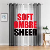 G2000 Sheer Curtains & Drapes 84 Inches Long Grey and White Ombre Curtains for Bedroom Living Room Window Curtains Light Filtering Curtains Grommet Curtains for Patio Sliding Glass Door 2 Panels Set