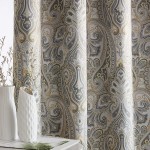 HLC.ME Paris Paisley Decorative Print Damask Pattern Thermal Insulated Blackout Energy Savings Room Darkening Soundproof Grommet Window Curtain Panels for Bedroom Set of 2 50 x 72 Long Grey Yellow