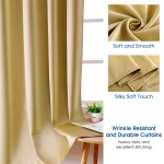 HOMEIDEAS 2 Panels Faux Silk Curtains Gold Blackout Curtains for Bedroom 52 X 96 Inch Room Darkening Satin Drapes Curtains Thermal Insulated Blackout Window Indoor Curtains for Living Room