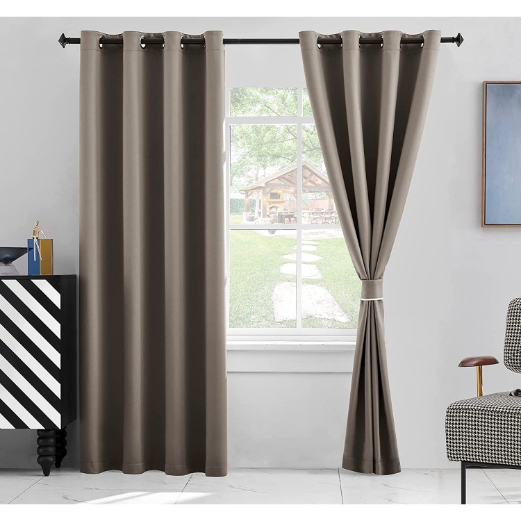 JIAXINYUAN Blackout Curtains Set of 2 Panels for Bedroom Living Room Infant Room Thermal Insulated Grommets Drapes Room Darkening Window Curtains,W52 x L54 Inch,Slate Grey