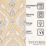 jinchan Damask Printed Curtains for Bedroom Drapes Vintage Linen Blend Medallion Curtain Panels Window Treatments for Living Room Patio Door 1 Pair 84 Inch Long Yellow on Beige