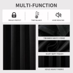 JOYDECO Blackout Curtains 84 Inch Length 2 Panels Set Thermal Insulated Long Curtains& Drapes Room Darkening Grommet Curtains for Living Room Bedroom W52 x L84 Inch Black