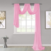 KEQIAOSUOCAI Pink Sheer Window Scarf Valance Sheer Fabric for Draping Curtain Toppers for Wedding Party Girls Room Bed Canopy Scarves 52 Inches Wide by 216 Inches Long Pink