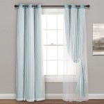 Lush Decor Sheer Grommet Panel with Insulated Blackout Lining Room Darkening Window Curtain Set Pair 84 in L Blue