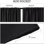 PONY DANCE Black Out Window Curtains 2 Panels Thermal Curtain Drapes Insulated Window Treatments Light Block Short Blinds Rod Pocket for Small Window W 42 x L 54 inches Black One Pair