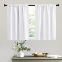 RYB HOME Room Darkening Curtains for Small Window Lower Portion Decor Energy Saving Drapes for Kitchen Bedroom Bathroom Downstairs Window RV Curtains 42 x 36 Pure White 2 Panels