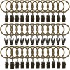 Topspeeder 36 Pack Rings Curtain Clips Strong Metal Decorative Drapery Window Curtain Ring with Clip Rustproof Vintage Compatible with up to 1 inch Drapery Rod Bronze Color