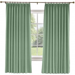 TWOPAGES Heavy Blackout Curtain 84 Inch Length Pinch Pleat Window Drape Panel for Bedroom with Thermal Insulated Liner Pale Turquoise 1 Panel
