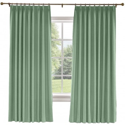 TWOPAGES Heavy Blackout Curtain 84 Inch Length Pinch Pleat Window Drape Panel for Bedroom with Thermal Insulated Liner Pale Turquoise 1 Panel
