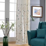 VOGOL 2 Panels Grommet Curtains Simple Style Embroidered Elegant Window Drapes for Living Room Bedroom 52x84 Blue Floral in White