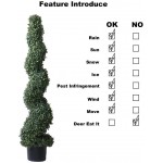 4' Spiral Boxwood Artificial Topiary Trees Indoor or Outdoor in Plastic Pot Front Porch Decor 2 Pack Lush