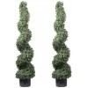 4' Spiral Boxwood Artificial Topiary Trees Indoor or Outdoor in Plastic Pot Front Porch Decor 2 Pack Lush