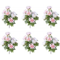 6 PCS Artificial Flowers PARTY JOY Faux Flowers Silk Flower Dahlia Bouquets for Outdoor Indoor Home Garden Party Office Wedding Living Room Dining Table Decor Dahlia 6