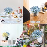 8 Bundles Artificial Daffodils Flowers Outdoor UV Resistant Spring Fake Flowers Plants No Fade Faux Flowers Greenery Shrubs for Garden Porch Window Box Wedding Home Decor Blue