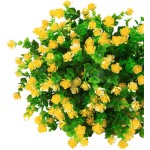 8 Pack Spring Artificial Flowers Outdoor UV Resistant Faux Plastic Plants Greenery Shrubs for Indoor Outdoor Hanging Planter Home Room Garden Kitchen Porch Window Box Decor Yellow