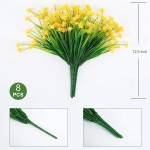 8 Pcs Artificial Flowers Outdoor Faux Plants UV Resistant Plastic Greenery for Indoor Outside House Decor